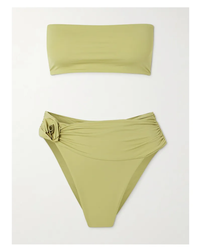 Maygel Coronel Alheli Bandeau-bikini Mit Raffung Und Applikation - Grün Grün