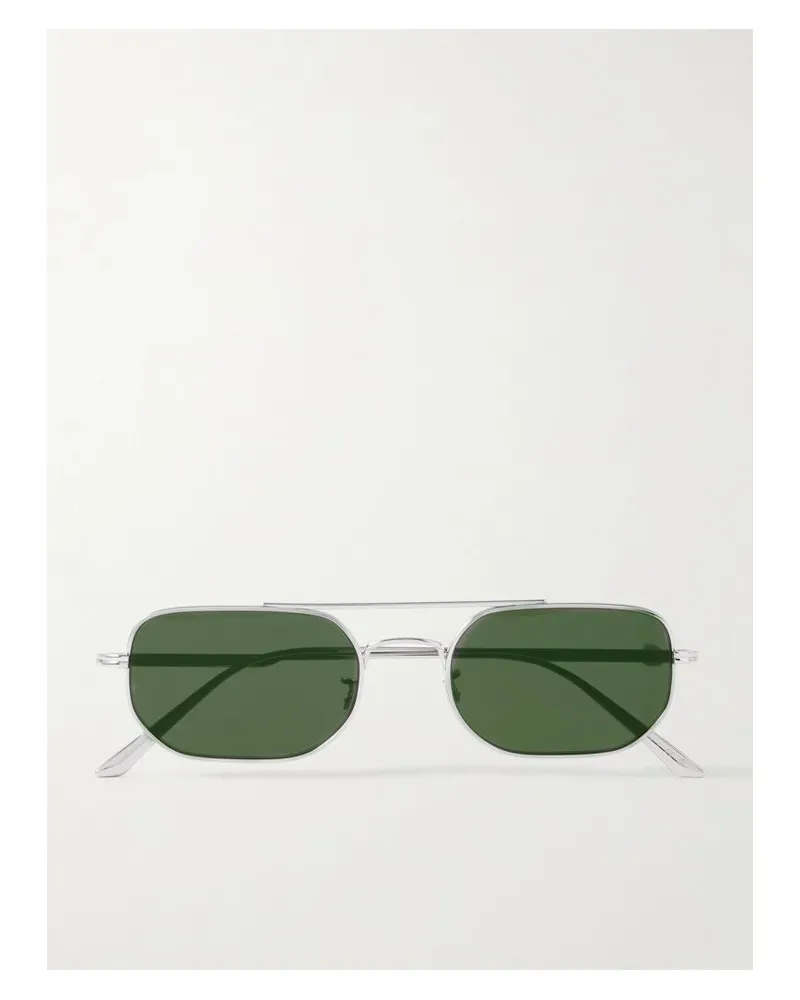 Oliver Peoples Khaite 1989c Silberfarbene Pilotensonnenbrille Silber
