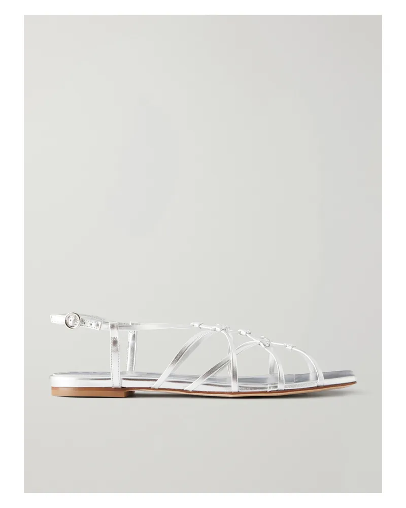 aeyde Anisa Leather Flat Sandals - Silver Silver