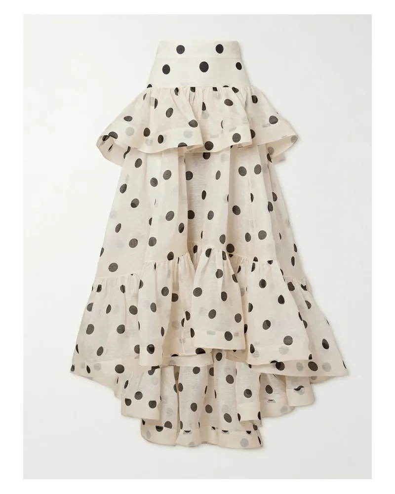 Zimmermann Crush Gestufter Maxirock Aus Organza Aus Einer Leinen-seidenmischung Mit Polka-dots Und Rüschen - Creme Creme