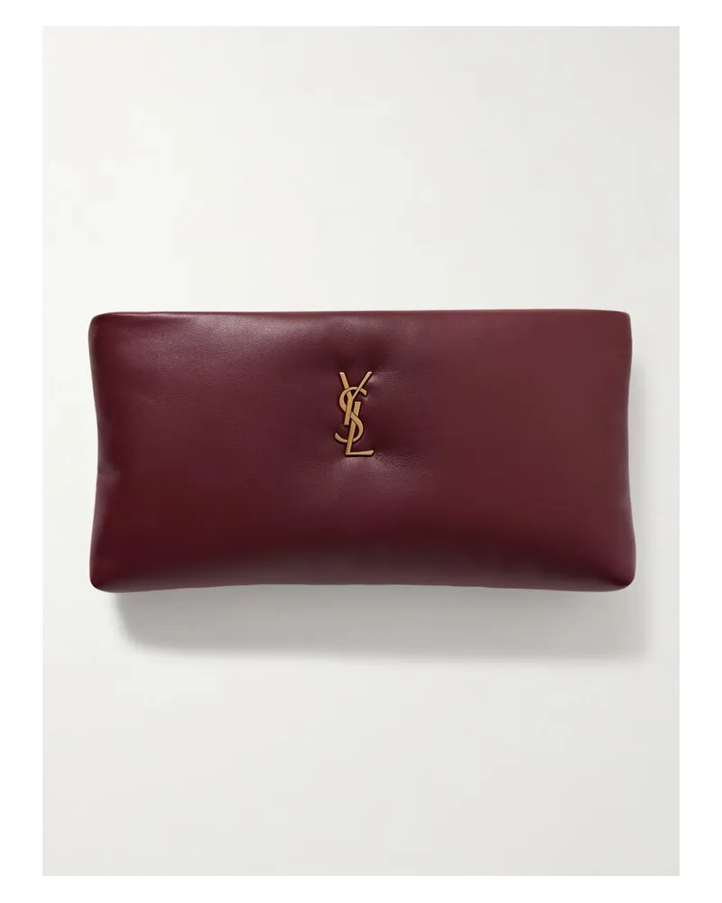 Saint Laurent Calypso Long Wattierter Beutel Aus Leder - Burgunder Burgunder