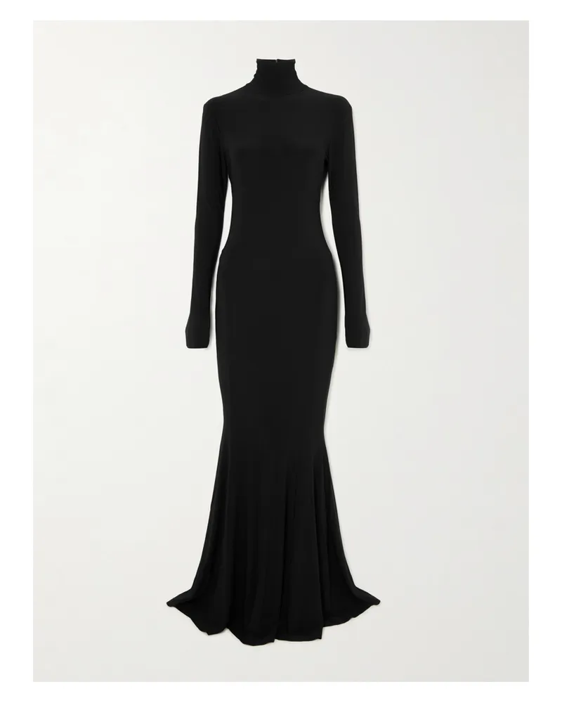 Norma Kamali Stretch-jersey Turtleneck Gown - Black Black