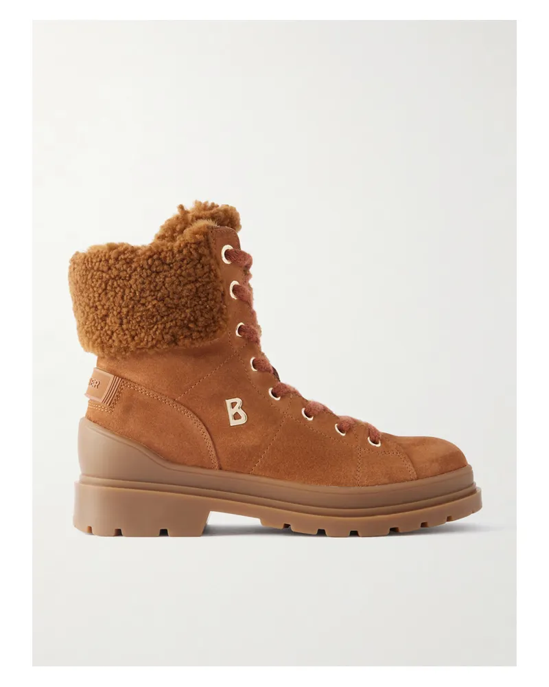 Bogner St. Moritz 23 Schnürstiefel Aus Veloursleder Mit Shearling-futter Und Verzierung - Braun Braun