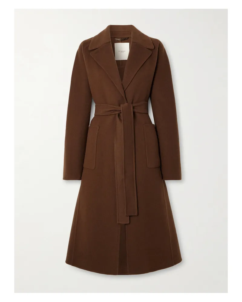 PURDEY Portman Belted Wool And Cashmere-blend Coat - Brown Brown