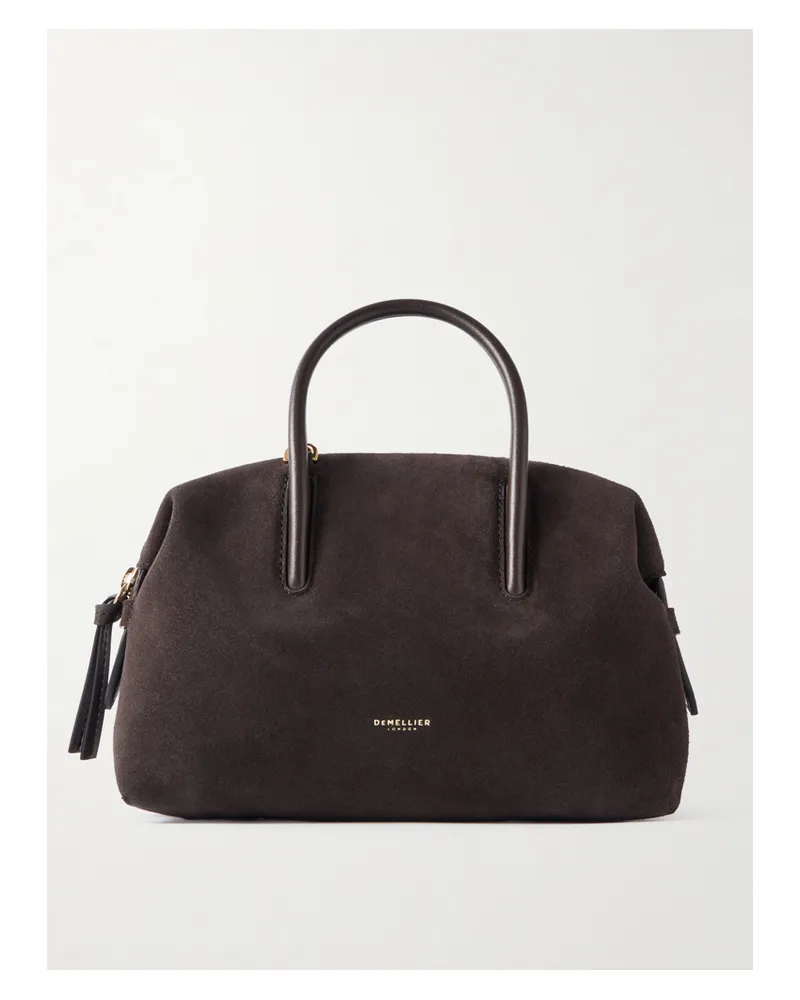 DeMELLIER The Small Stockholm Leather-trimmed Suede Tote Bag - Brown Brown