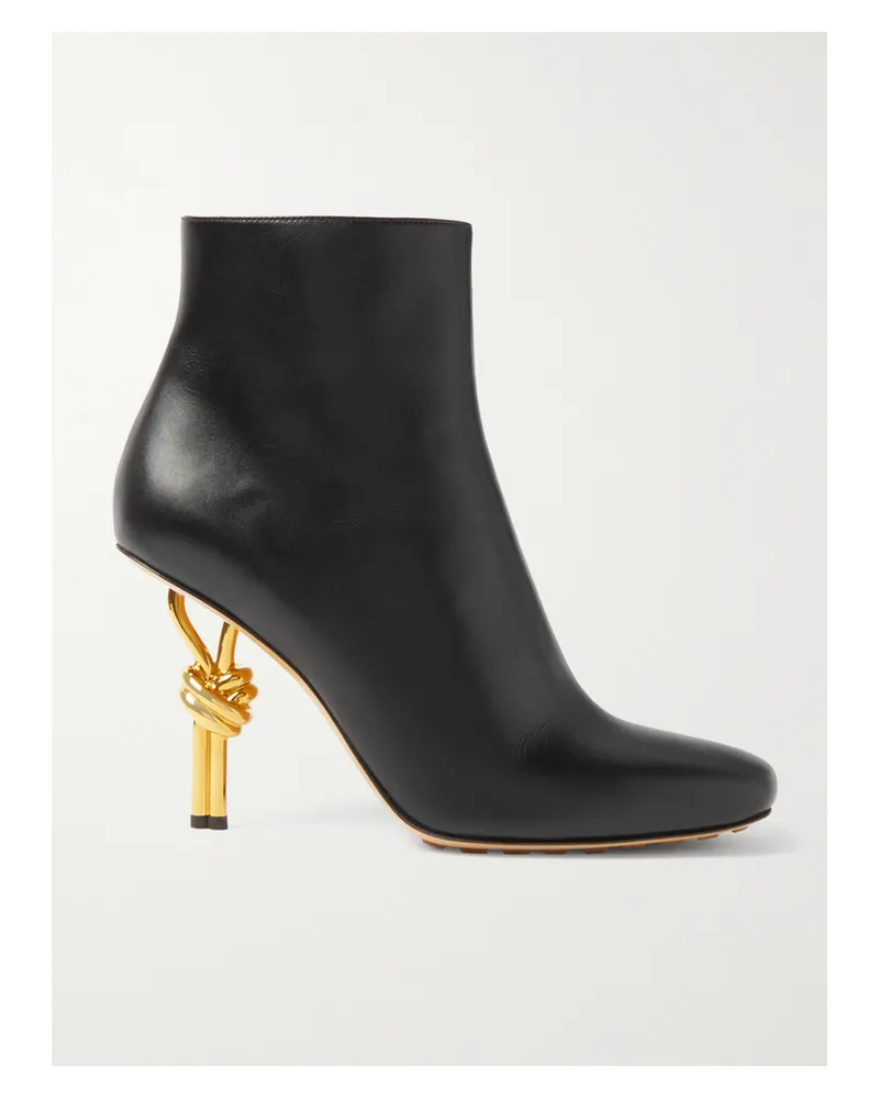 Bottega Veneta Knot Leather Ankle Boots - Black Black