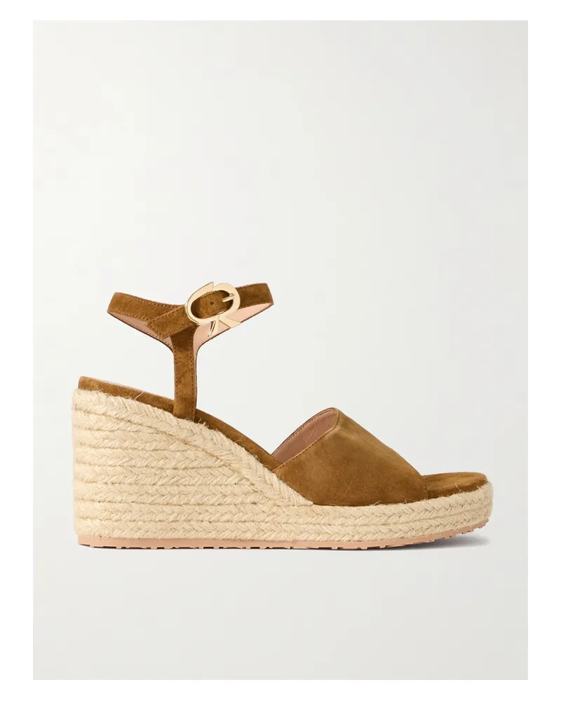 Gianvito Rossi 90 Espadrille-wedges Aus Veloursleder - Braun Braun