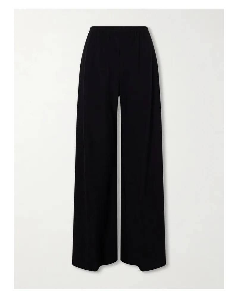 The Row Essentials Gala Crepe Wide-leg Pants - Black Black