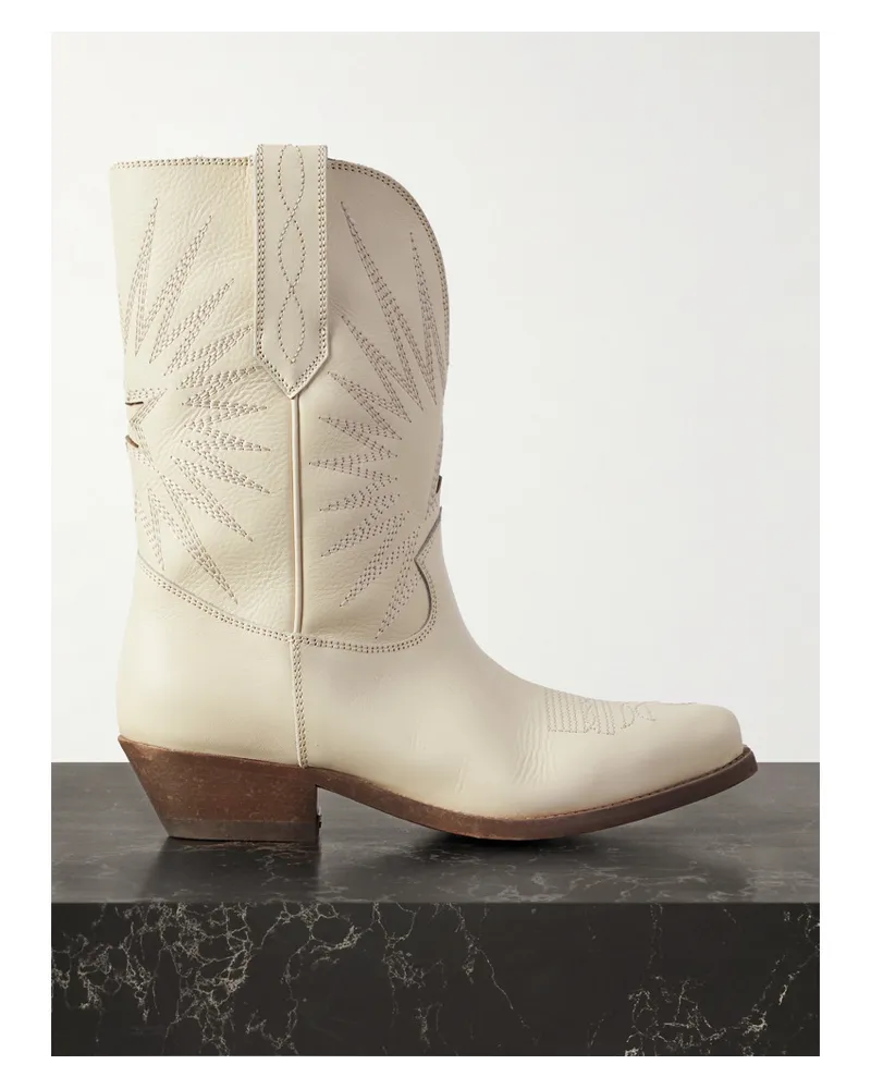 Golden Goose Low Wish Star Cowboystiefel aus Leder Creme