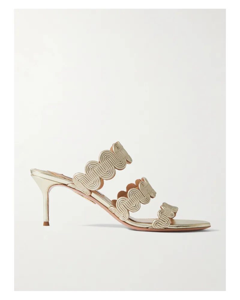 Aquazzura Wavy 65 Mules aus Metallic-leder Gold