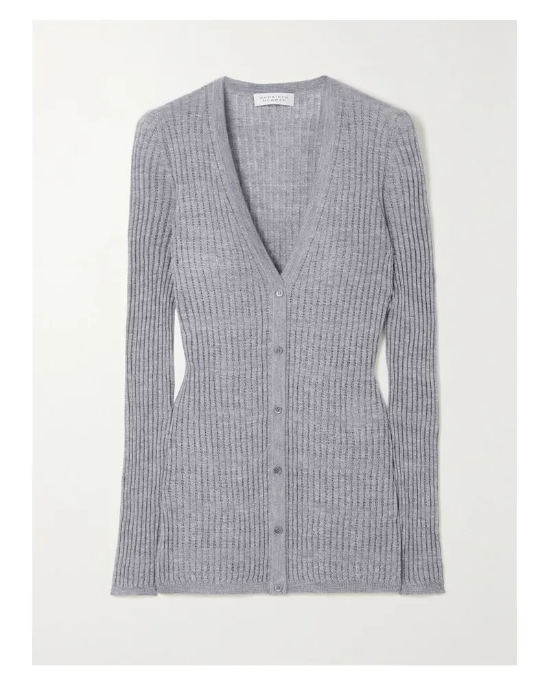 Gabriela Hearst Emma Cardigan Aus Einer Kaschmir-seidenmischung In Pointelle-strick - Grau Grau