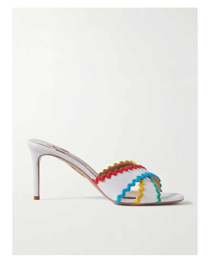 Aquazzura Ric Rac 75 Mules Aus Raffiabast - Weiß Weiß