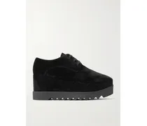 Elyse Velvet Platform Brogues - Black