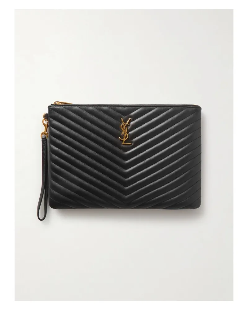 Saint Laurent Monogramme Beutel Aus Gestepptem Leder - Schwarz Schwarz