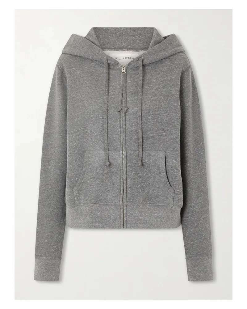 Nili Lotan Callie Hooded Jersey Zip-up Sweater - Gray Gray