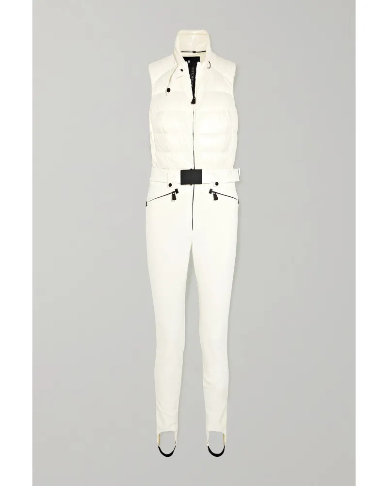 Moncler Skianzug Aus Gestepptem Shell Mit Gürtel - Weiß Weiß