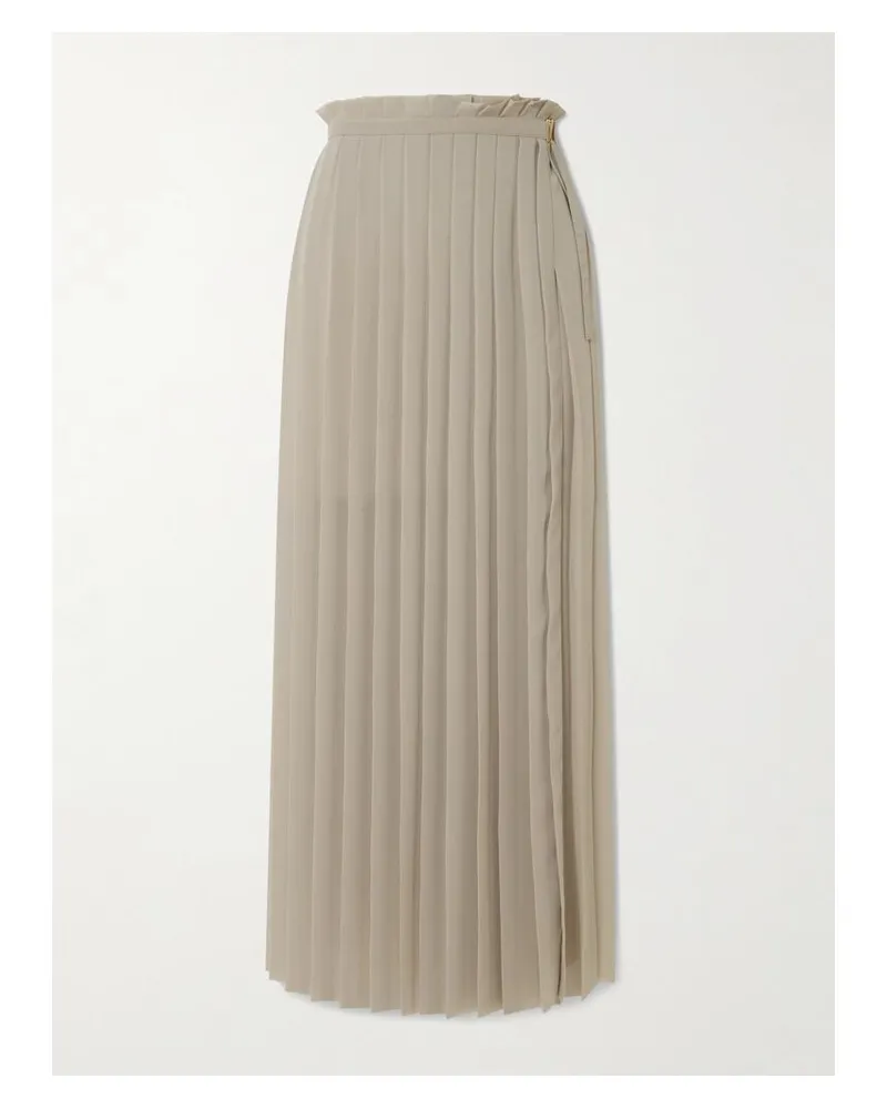 AMI Paris Maxirock Aus Plissiertem Crêpe Mit Gürtel - Neutral Neutral