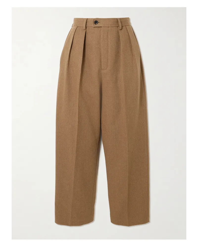 Loro Piana Rodger Pleated Rain System® Wool-twill Tapered Pants - Brown Brown