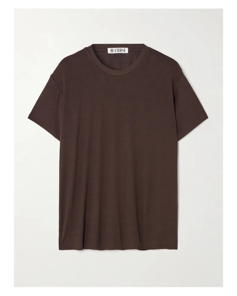 ÉTERNE Ribbed Jersey T-shirt - Brown Brown