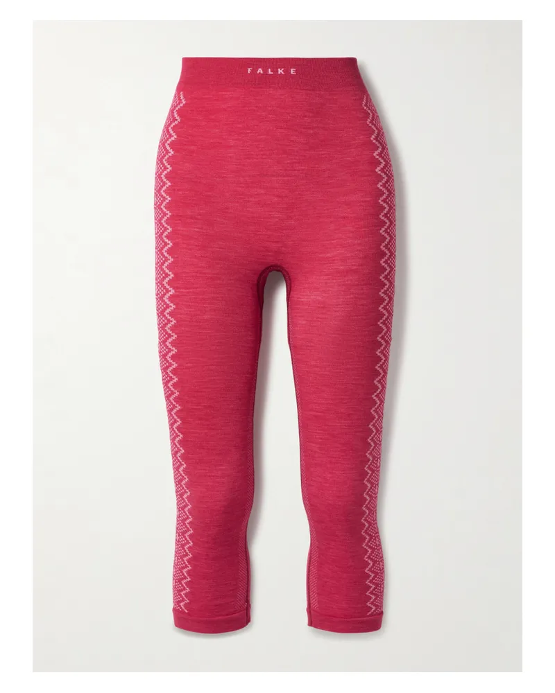 Falke Nordic Verkürzte Leggings Aus Jacquard-strick Aus Einer Wollmischung - Rot Rot