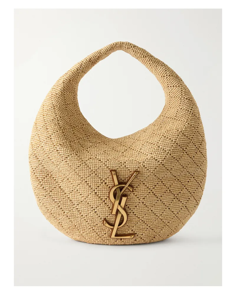 Saint Laurent Woven Raffia Shoulder Bag - Neutrals Neutrals