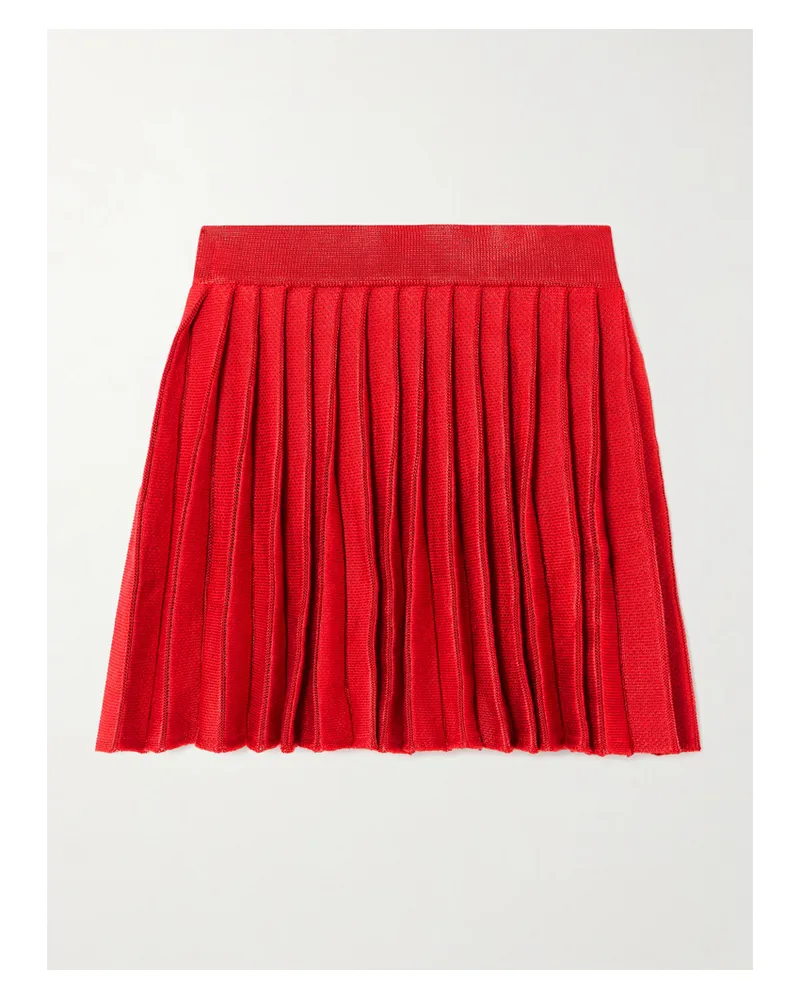 Self-Portrait Minirock Aus Strick Mit Falten - Rot Rot