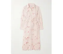 Cutout Embroidered Poplin Midi Dress - Pink