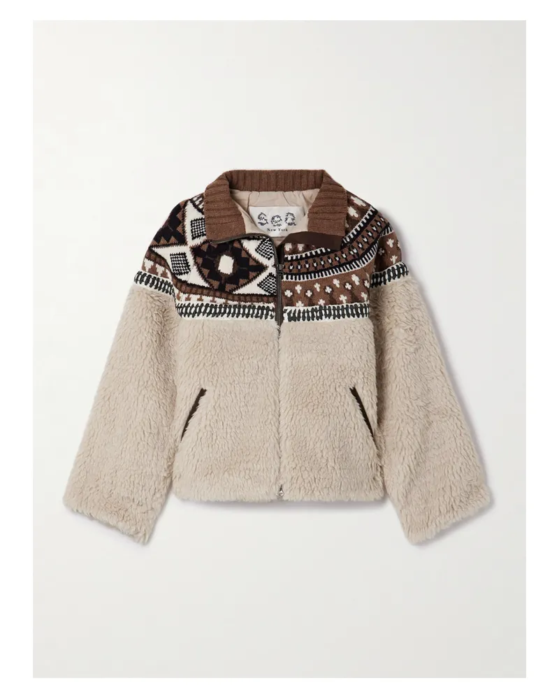 Sea Linea Jacke Aus Merinowolle Und Fleece Mit Fair-isle-muster - Braun Braun