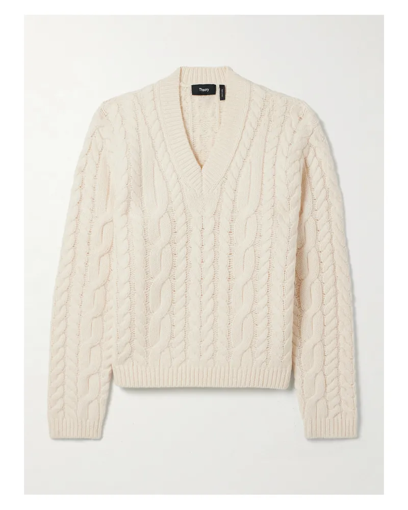 Theory Cable-knit Wool And Cashmere-blend Sweater - Neutrals Neutrals