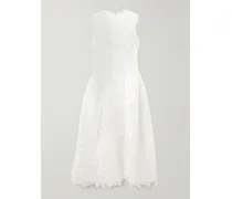 Cate Embroidered Tulle Midi Dress - White