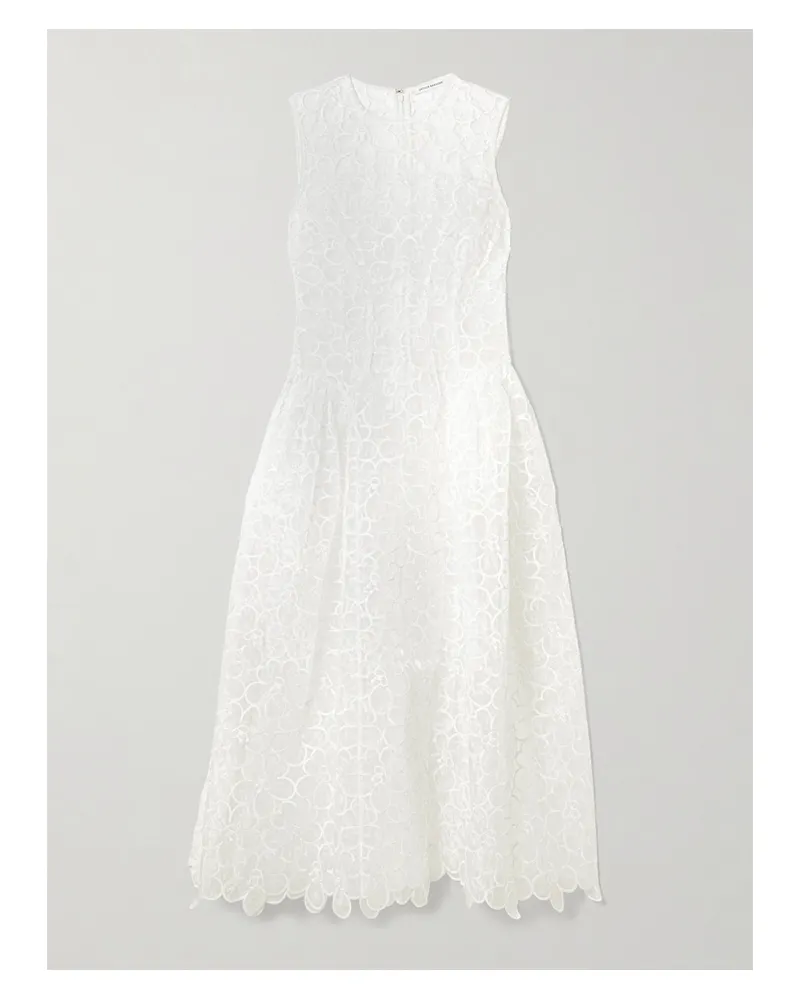 Cecilie Bahnsen Cate Embroidered Tulle Midi Dress - White White