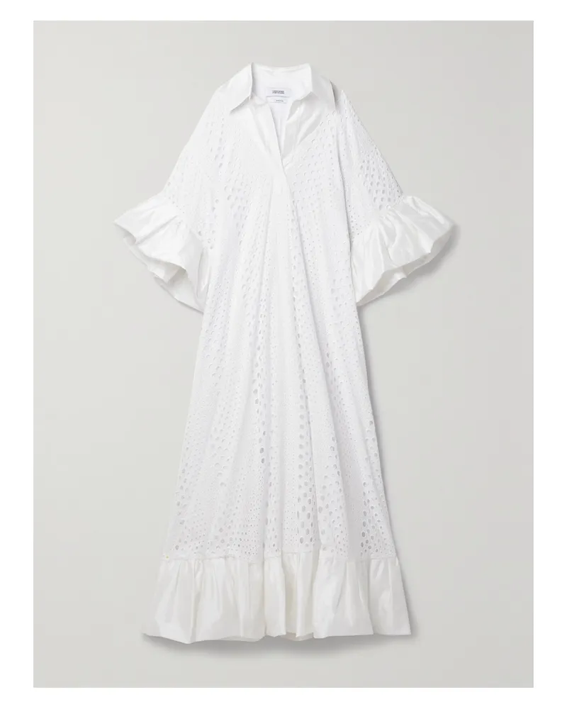 Christopher John Rogers Oversized-maxikleid Aus Einer Baumwollmischung Mit Lochstickerei Und Shantung-besätzen - Weiß Weiß