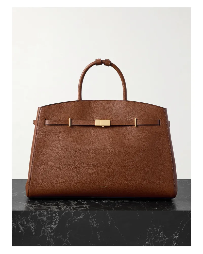 DeMELLIER The Hudson Small Textured-leather Tote - Brown Brown