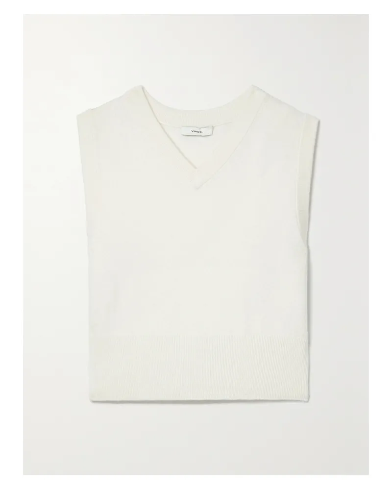 Vince Verkürzter Ärmelloser Pullover Aus Einer Wollmischung - Wollweiß Wollweiß