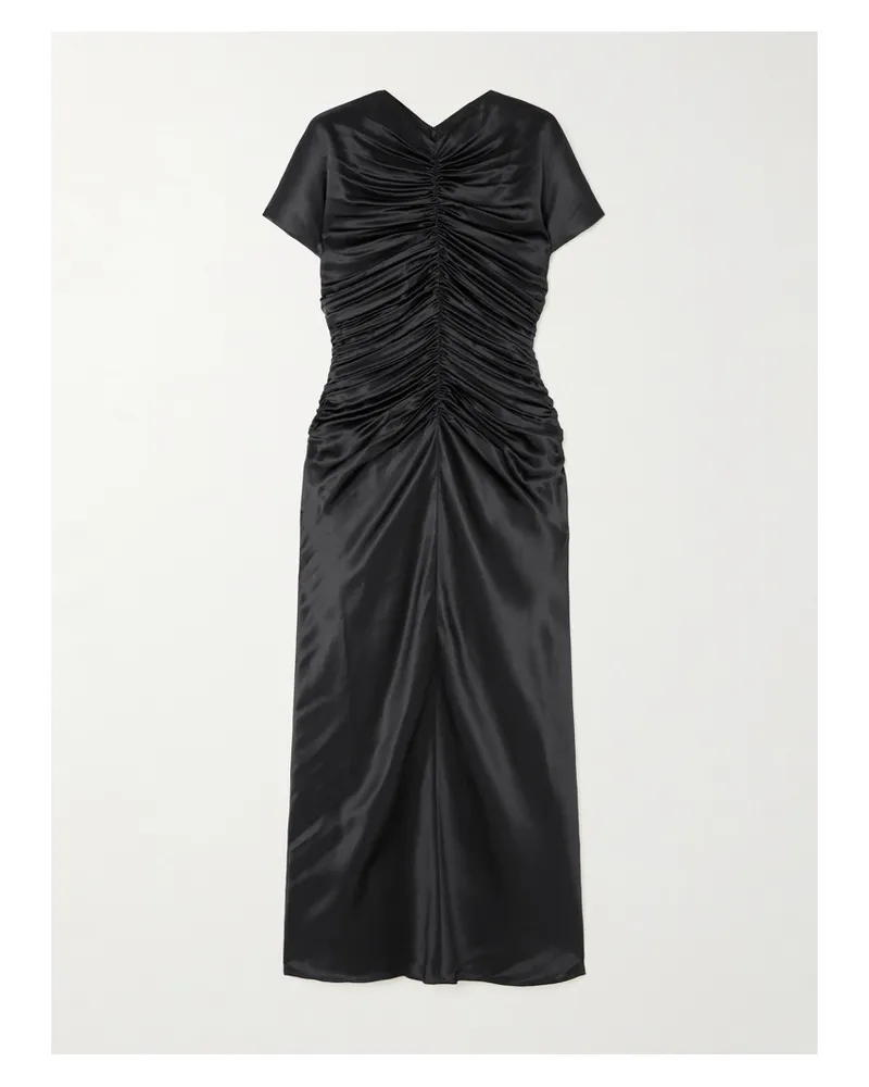 TOVE Aubree Midikleid Aus Seidensatin Mit Raffungen - Schwarz Schwarz