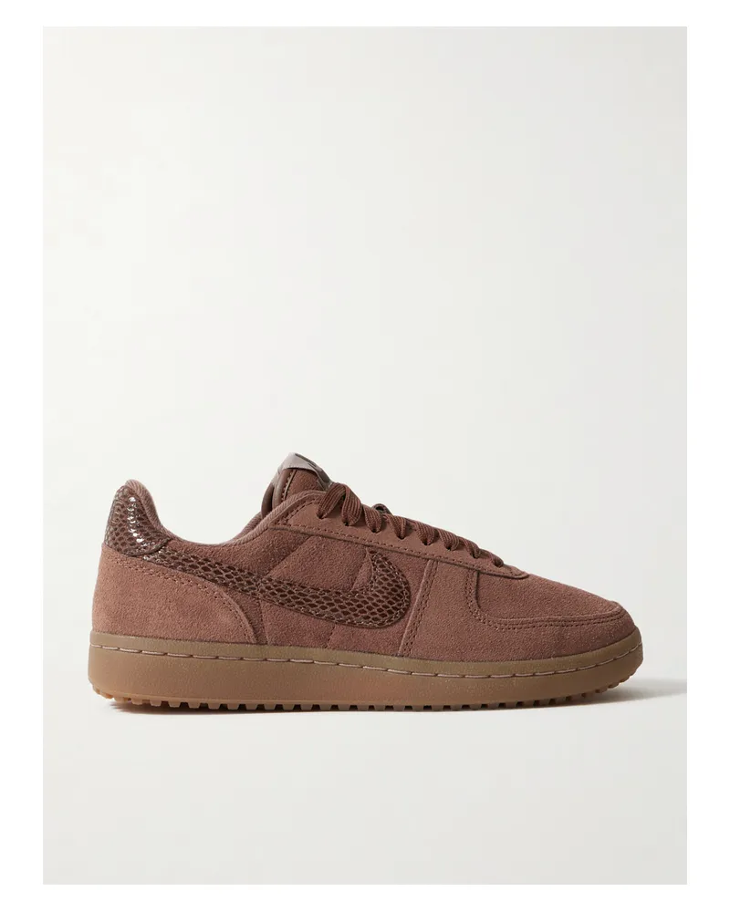 Nike Field General Sneakers Aus Veloursleder In Patchwork-optik - Braun Braun