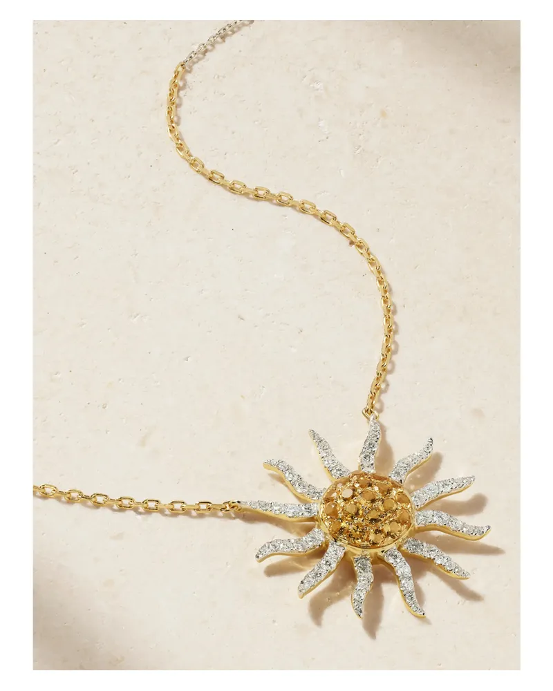 Yvonne Léon Soleil Kette Aus 18 Karat Weiß- Und Gelbgold Mit Citrinen Und Diamanten Gold