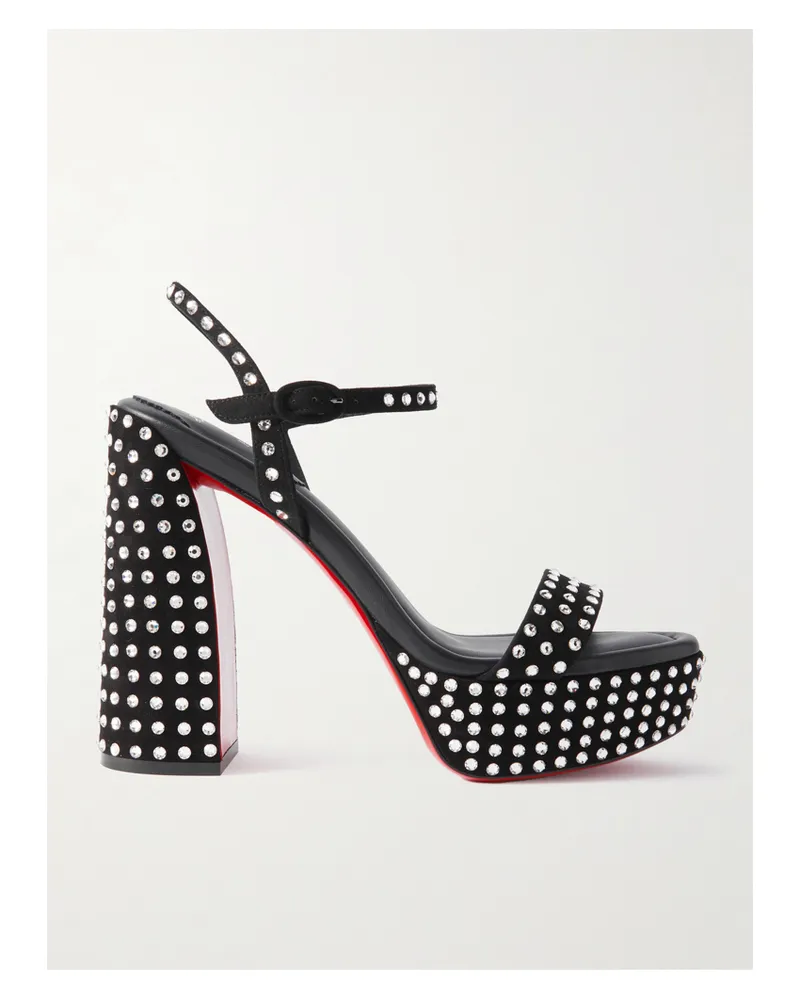 Christian Louboutin Movida Jane 130 Crystal-embellished Suede Platform Sandals - Black Black