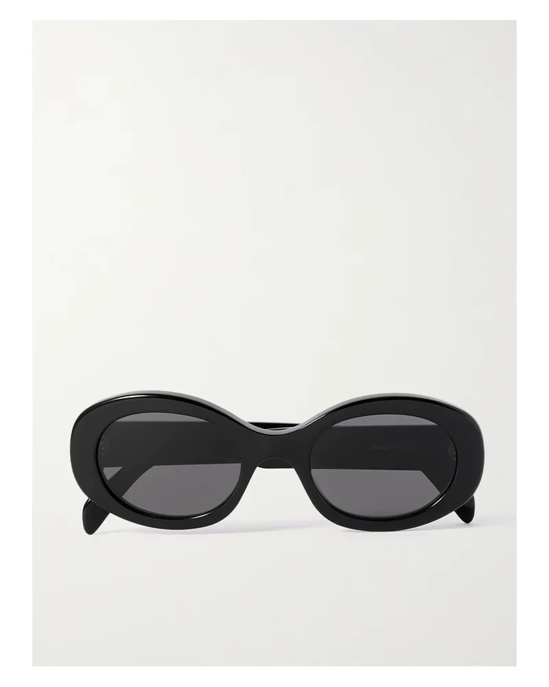 Celine Triomphe Oval-frame Acetate Sunglasses - Black Black