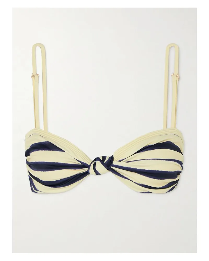 Johanna Ortiz Bandana Marinera Gestreiftes Bikini-oberteil Aus Recyceltem Stretch-material Mit Knoten - Blau Blau