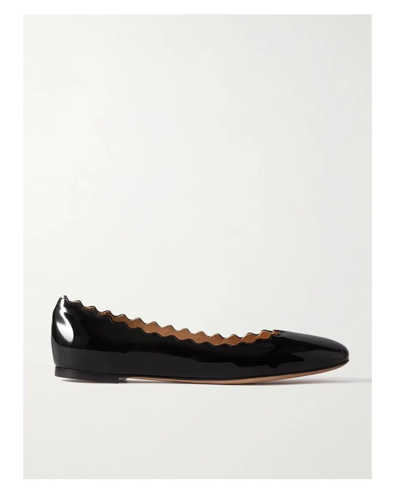 Chloé Lauren Ballerinas Aus Lackleder Mit Wellenkante - Schwarz Schwarz