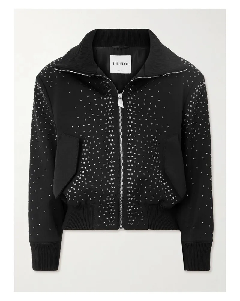 ATTICO Bomberjacke Aus Twill Mit Kristallen - Schwarz Schwarz