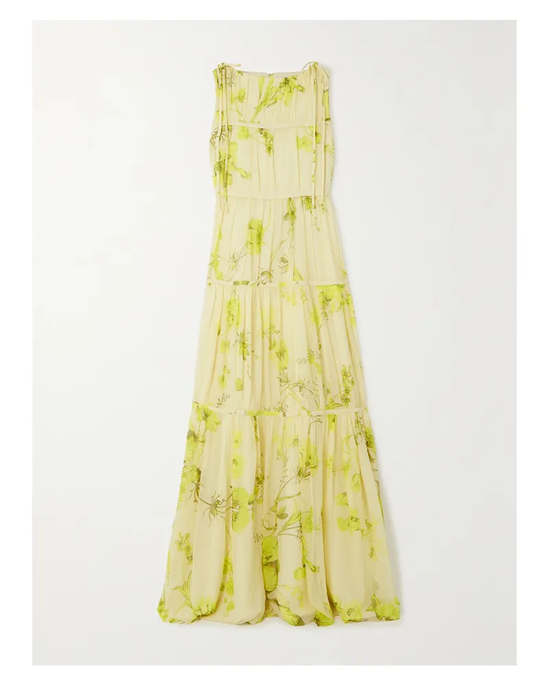 Erdem Isla Robe Aus Baumwoll-voile Mit Blumenprint Zum Binden - Gelb Gelb