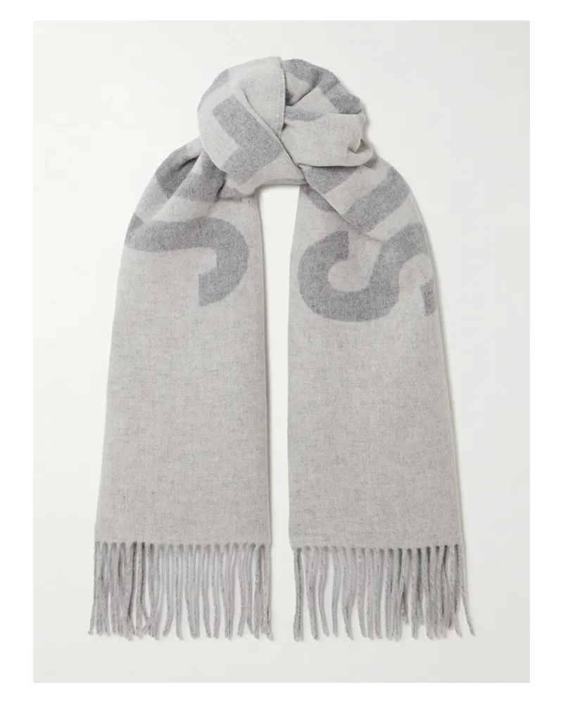 Jacquemus Fringed Wool-jacquard Scarf - Gray Gray