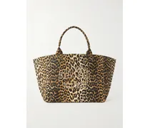 Shopper Xxl Embroidered Leopard-print Cotton-canvas Tote - Animal print