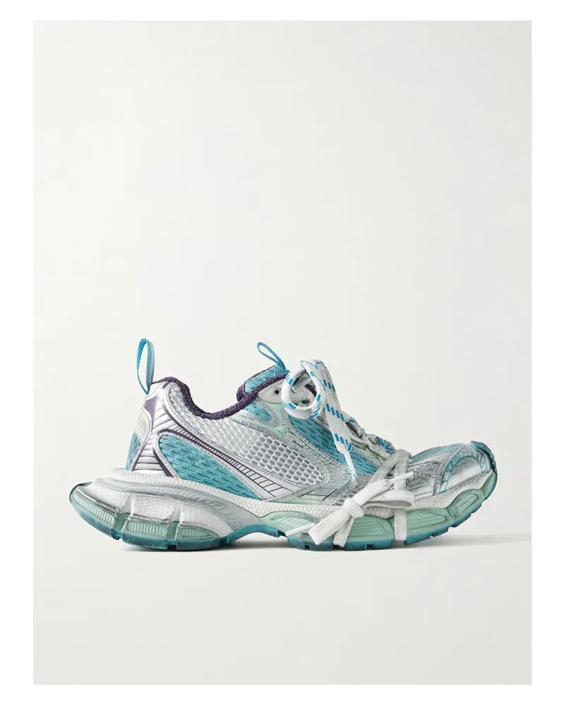 Balenciaga 3xl Sneakers Aus Mesh Und Gummi Mit Lederbesätzen - Blau Blau