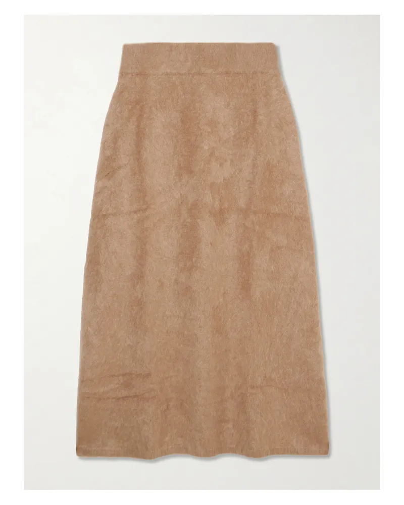 Lisa Yang Asta Brushed-cashmere Midi Skirt - Brown Brown