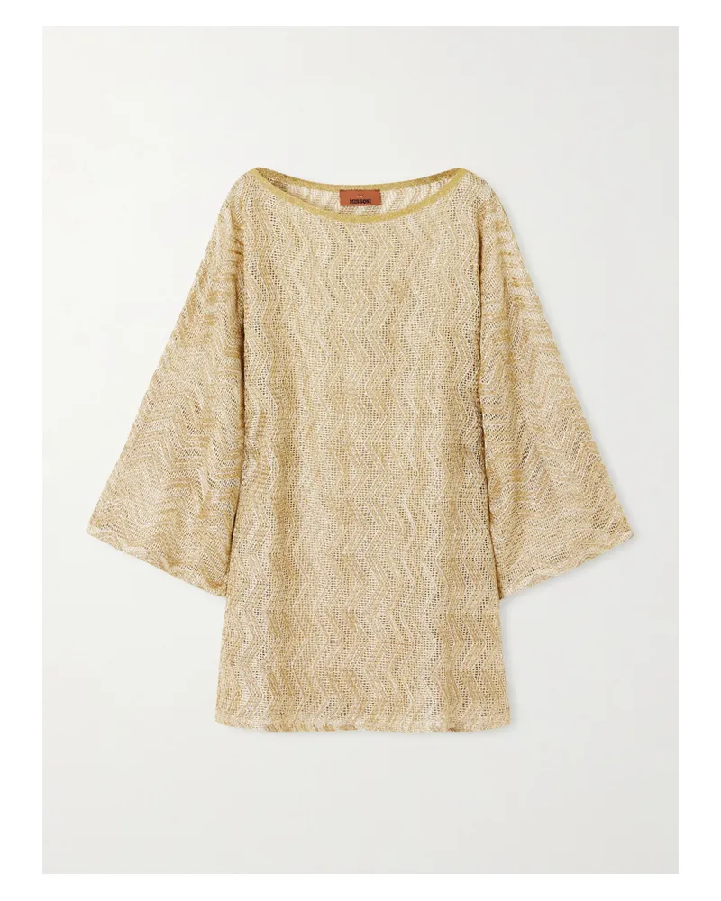 Missoni Mare Strandkleid Aus Häkelstrick In Metallic-optik - Gold Gold