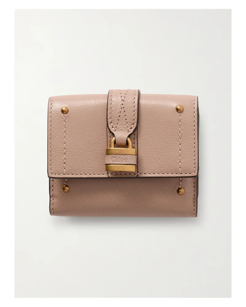 Chloé Paddington Embellished Textured-leather Cardholder - Neutrals Neutrals