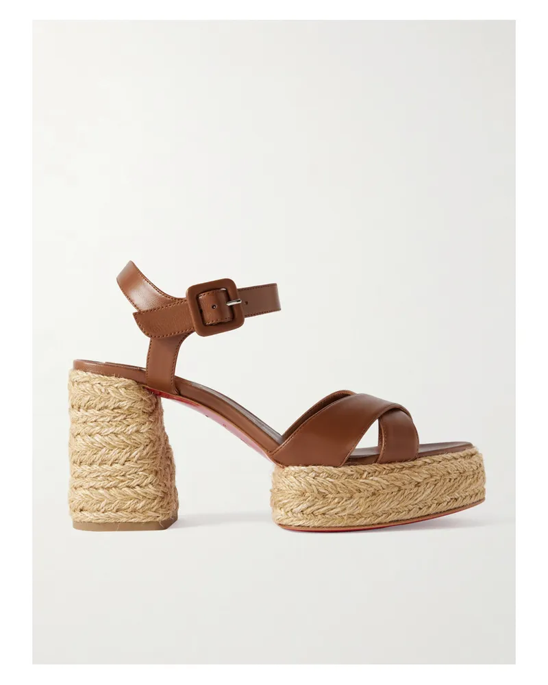 Christian Louboutin Calakala 85 Leather Espadrille Platform Sandals - Brown Brown